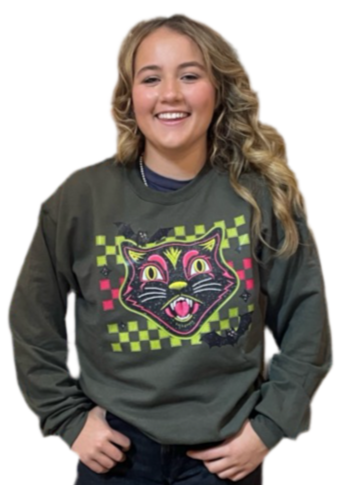 GREEN CAT SWEATSHIRT
