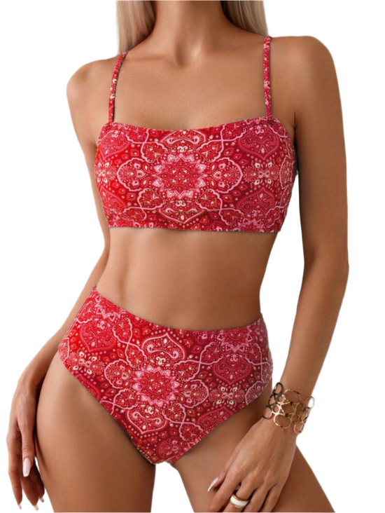 RED BANDANA 2-PIECE SWIMSUIT