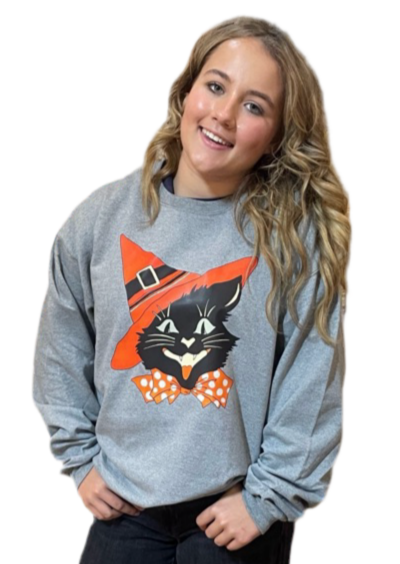 GRAY CAT SWEATSHIRT