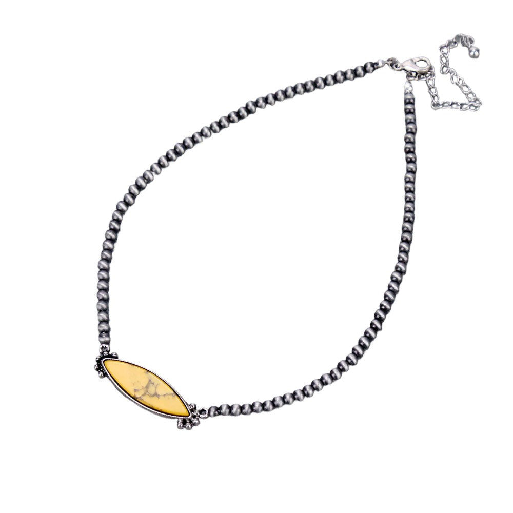 ALMOND PENDANT NAVAJO CHOKER - YELLOW