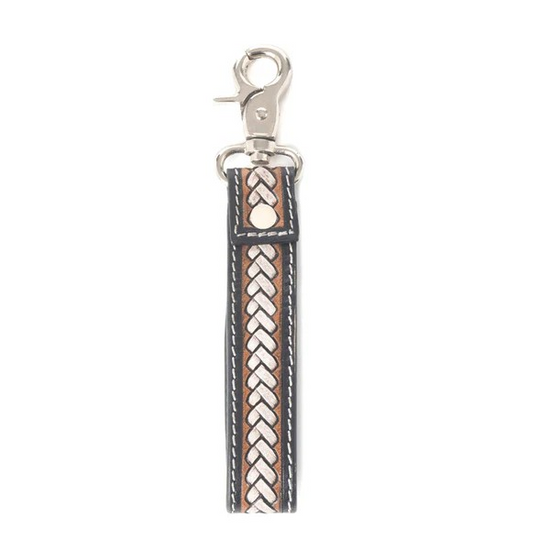 BRAIDED BUCKLE HAIRON KEY FOB - DUSTY BRONZE