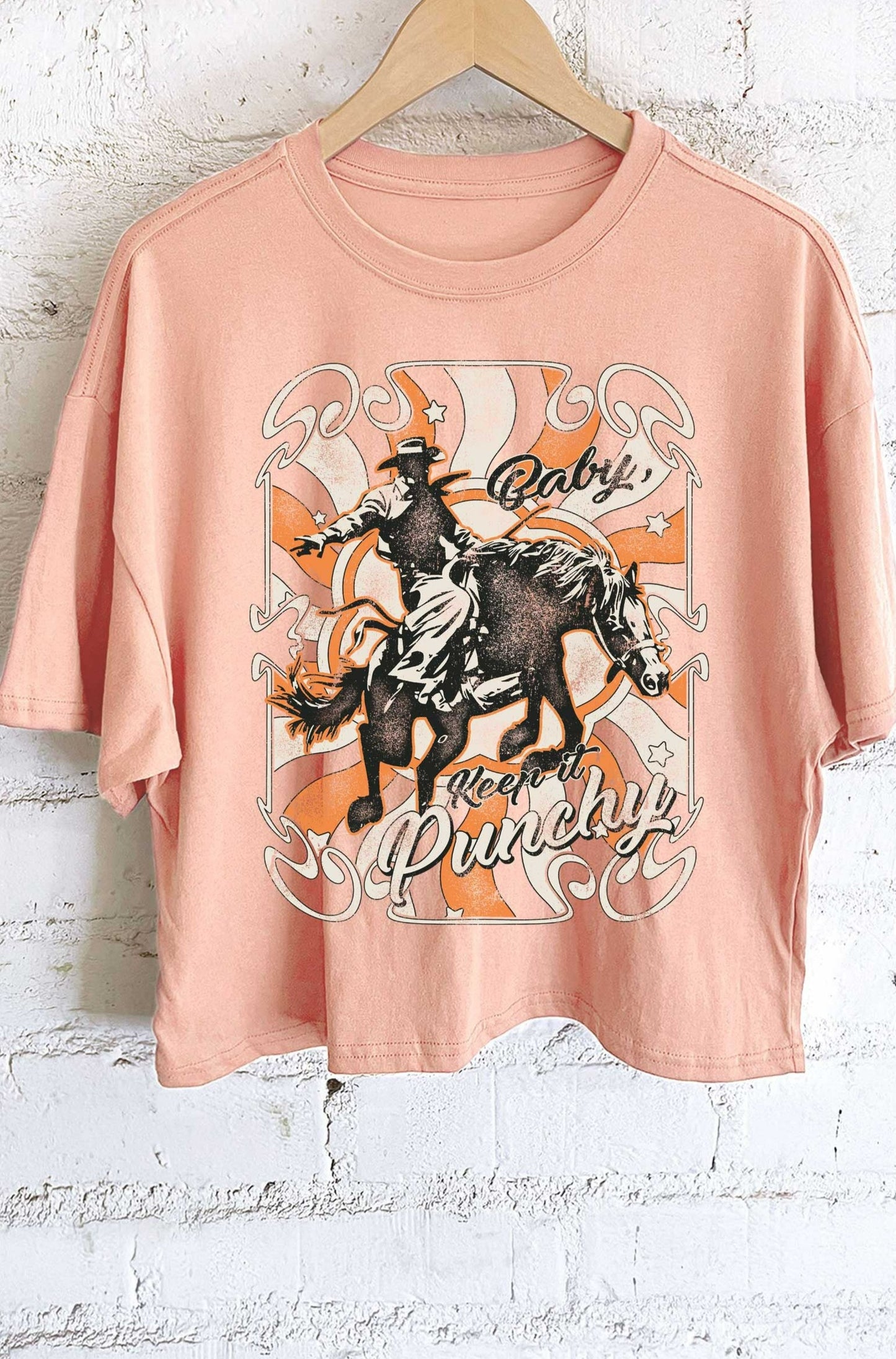 Load image into Gallery viewer, BABY KEEP IT PUNCHY CROP TEE - PEACH
