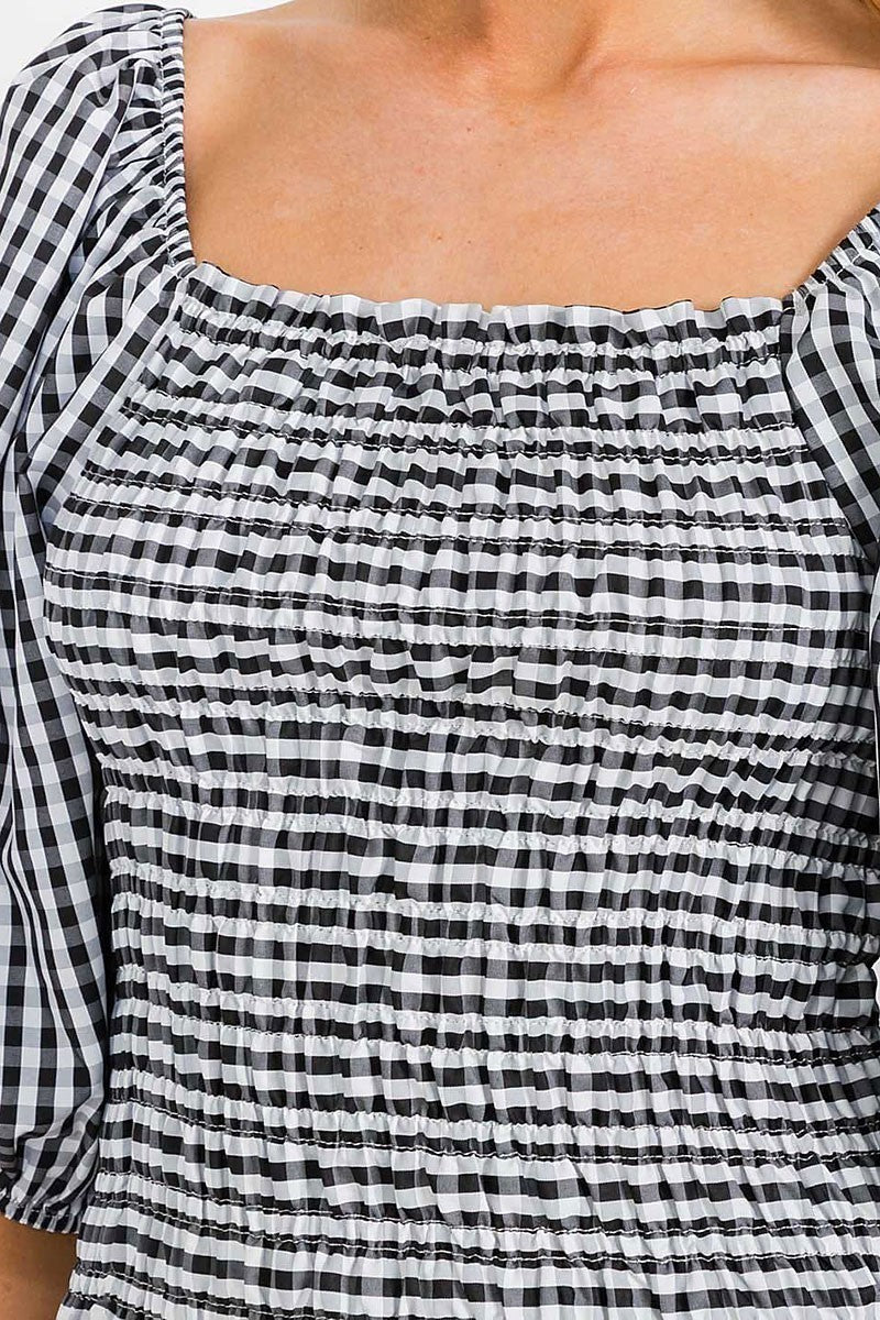 CHRISTINE TOP - BLACK PLAID