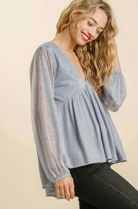 CELESTIAL TOP - DUSTY BLUE