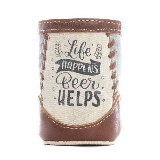 LIFE HAPPENS BEER CAN KOOZIE
