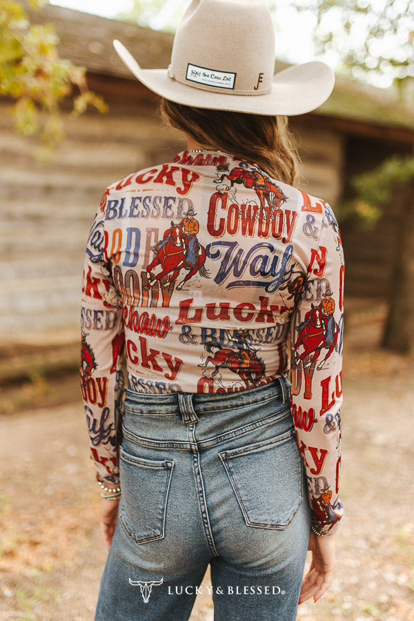 LUCKY & BLESSED LONG SLEEVE TOP - IVORY