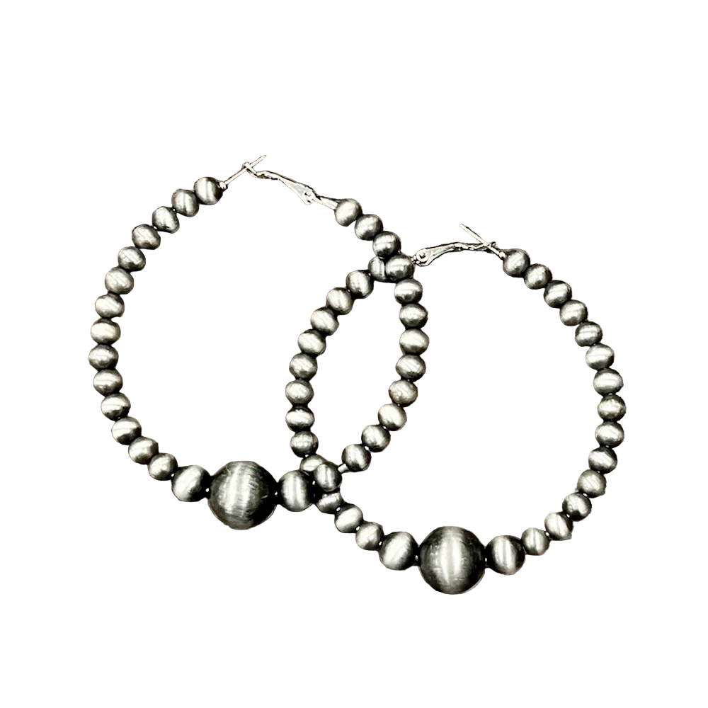 NAVAJO STYLE BEADED HOOP EARRINGS