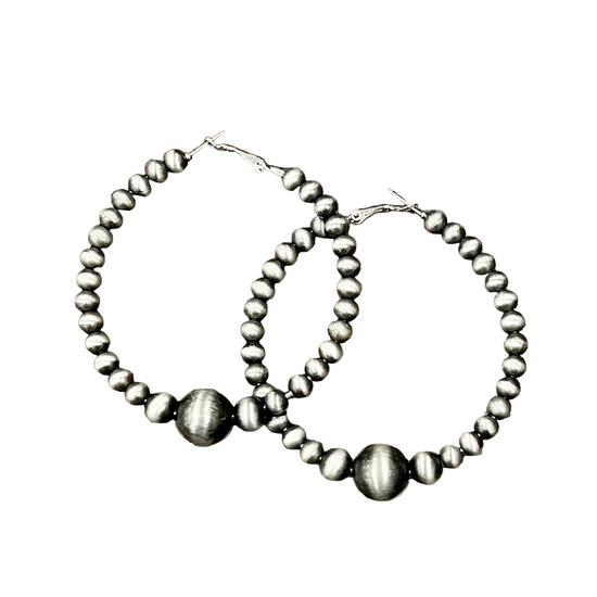 NAVAJO STYLE BEADED HOOP EARRINGS