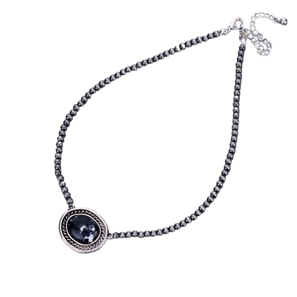 STONE CHOKER NECKLACE - BLACK