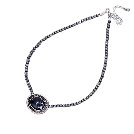 STONE CHOKER NECKLACE - BLACK