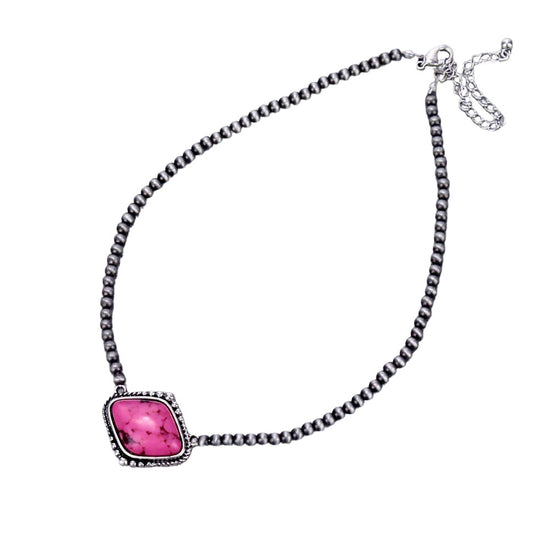 STONE CHOKER NECKLACE PINK - Main Image