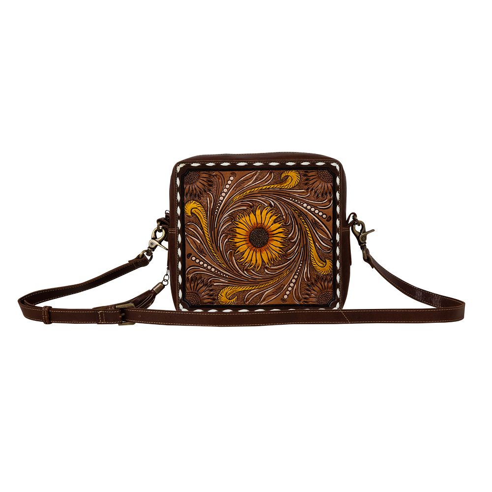 RADIANT SUNFLOWERS HAND-TOOLED BAG