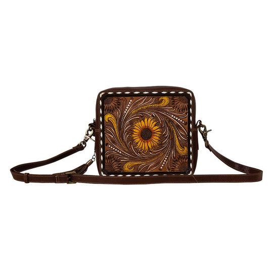 RADIANT SUNFLOWERS HAND-TOOLED BAG