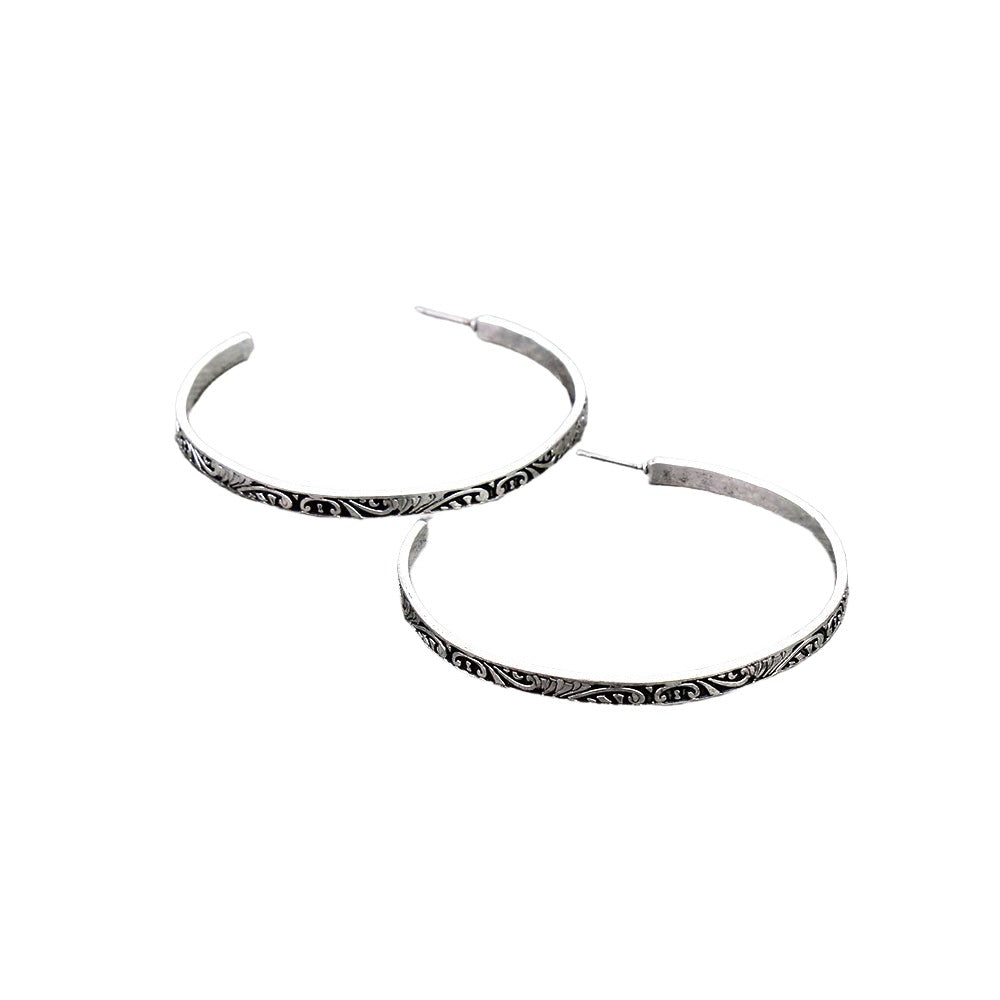 SOUTHWEST ENGRAVED HOOP EARRINGS