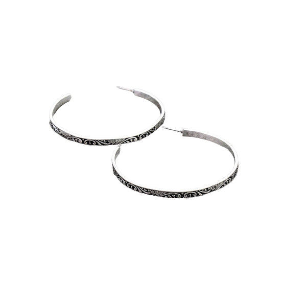 SOUTHWEST ENGRAVED HOOP EARRINGS