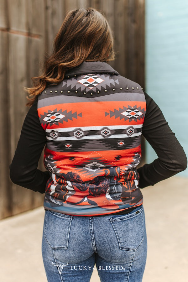 WESTERN YOKE VEST - RED/BLACK