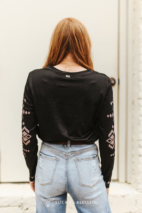 AZTEC HORSESHOE TOP - BLACK/IVORY