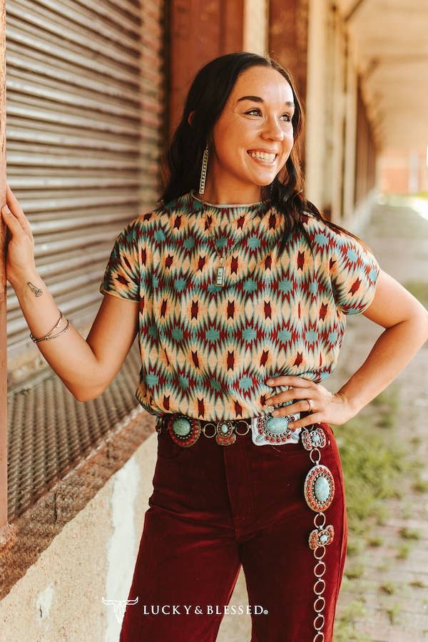 AZTEC ANGLE DOLMAN TOP