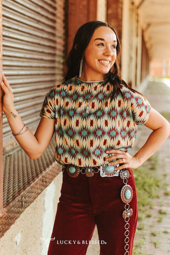 AZTEC ANGLE DOLMAN TOP