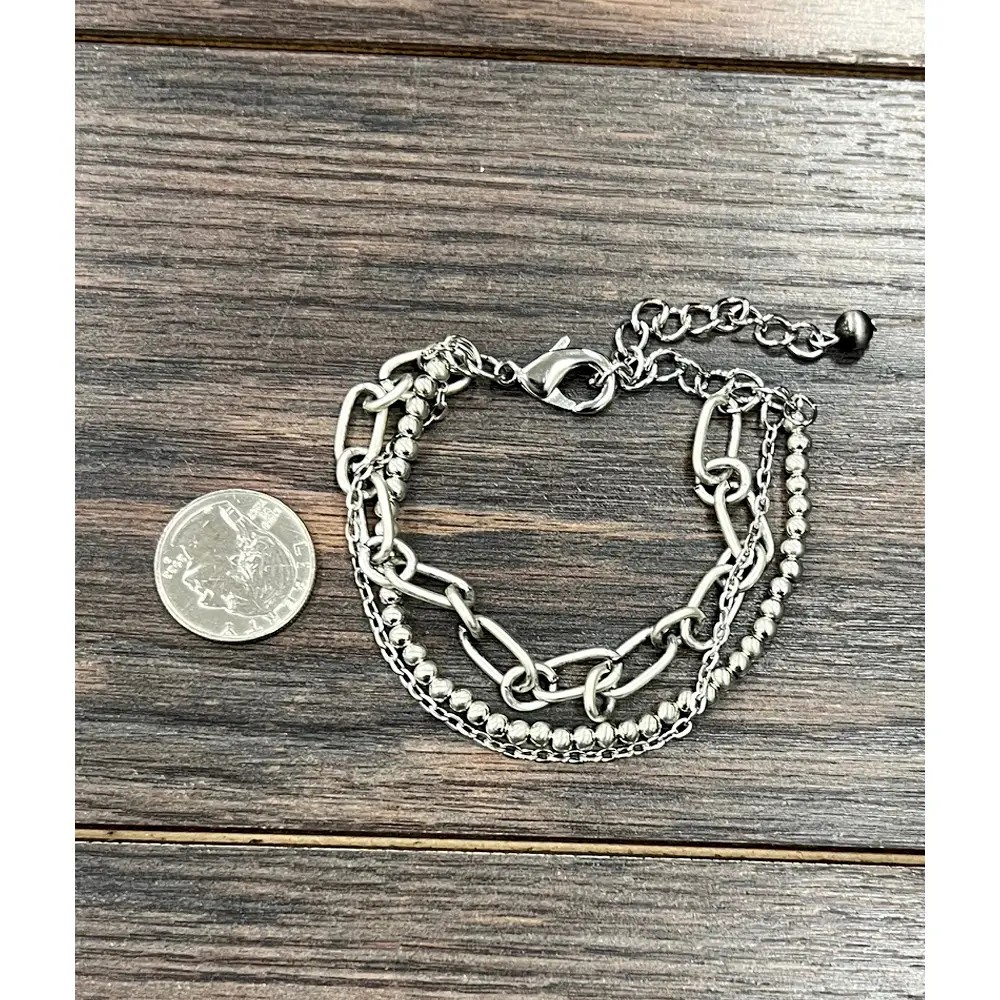 BEADED BRIDLE BRACELET - SILVER