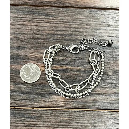 BEADED BRIDLE BRACELET - SILVER