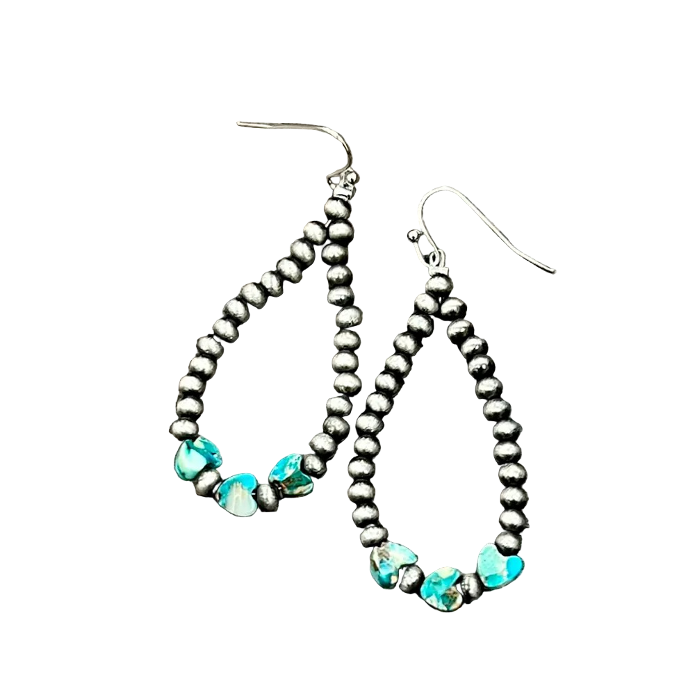 BOTTOM TURQ NAVAJO TEARDROP EARRINGS