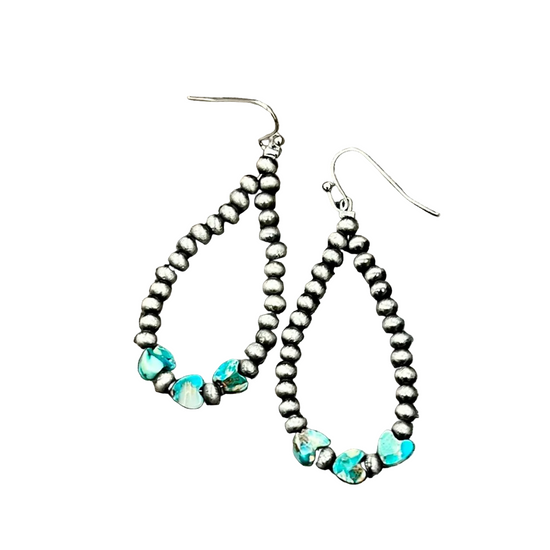 BOTTOM TURQ NAVAJO TEARDROP EARRINGS