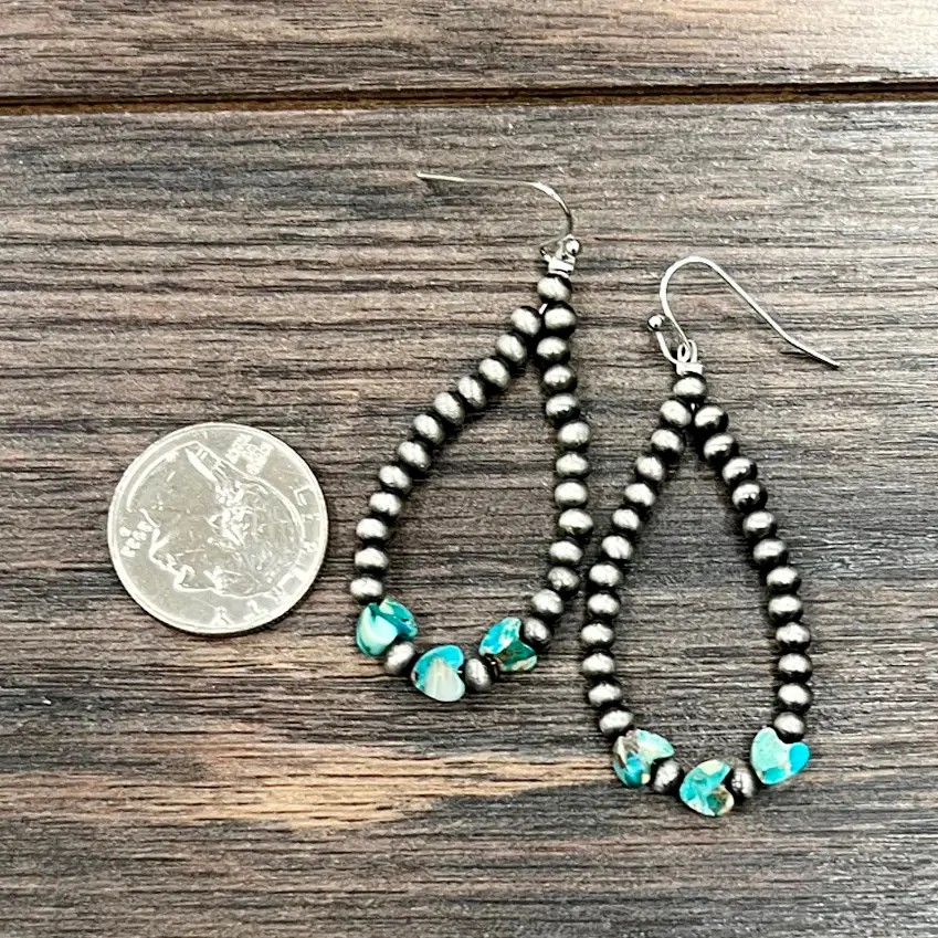 BOTTOM TURQ NAVAJO TEARDROP EARRINGS