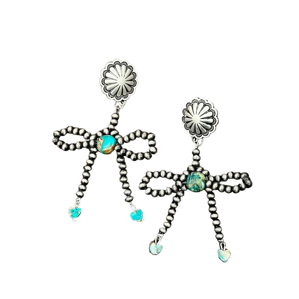 BOW CONCHO TURQ EARRINGS