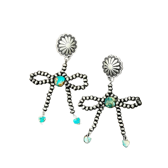 BOW CONCHO TURQ EARRINGS