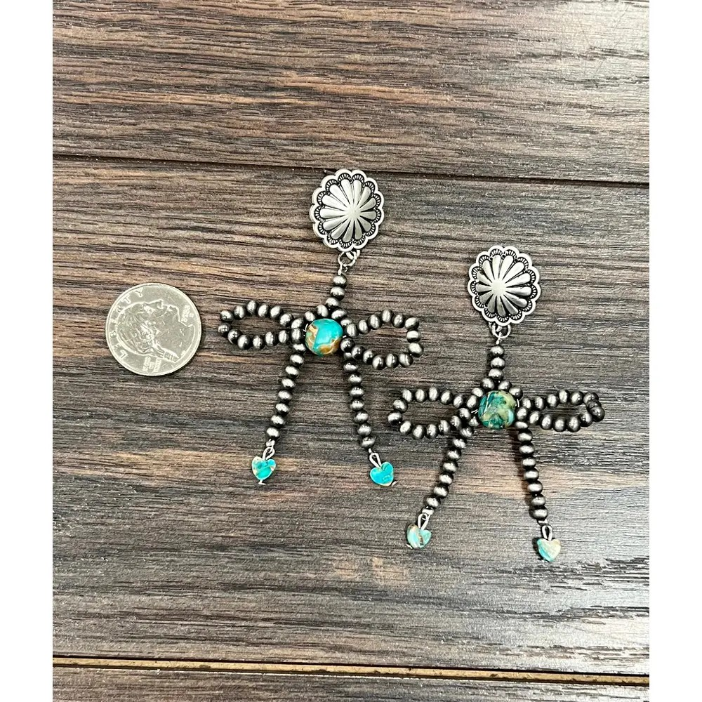 BOW CONCHO TURQ EARRINGS