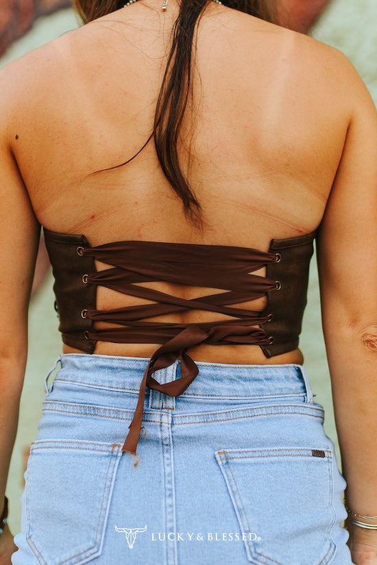 CONCHO CHAIN CORSET - BROWN