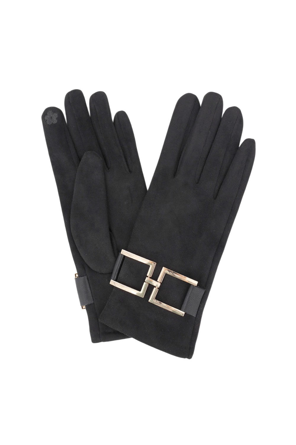 GOLD BUCKLE GLOVES - BLACK