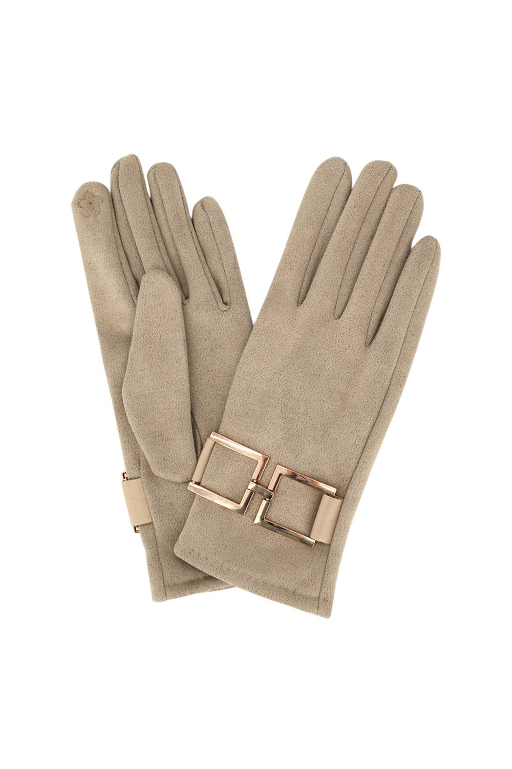GOLD BUCKLE GLOVES - TAUPE