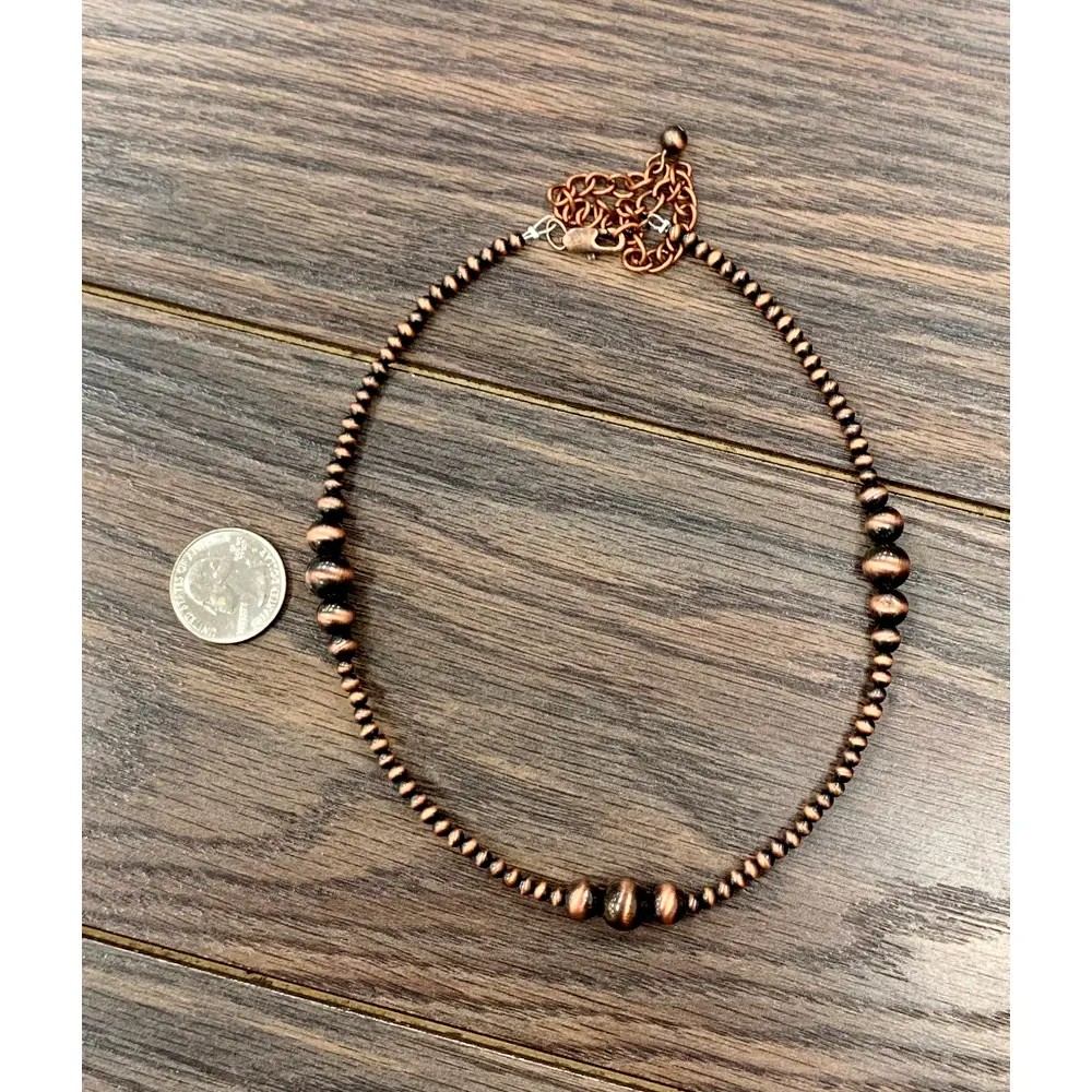 CLUSTER NAVAJO STYLE NECKLACE - 15" COPPER