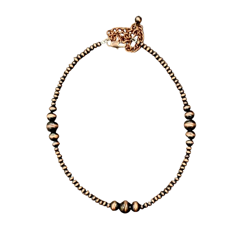 CLUSTER NAVAJO STYLE NECKLACE - 15" COPPER