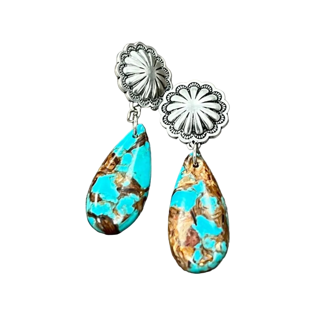 CONCHO TEARDROP GEMSTONE EARRINGS