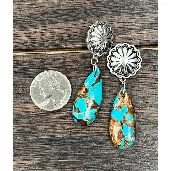 CONCHO TEARDROP GEMSTONE EARRINGS