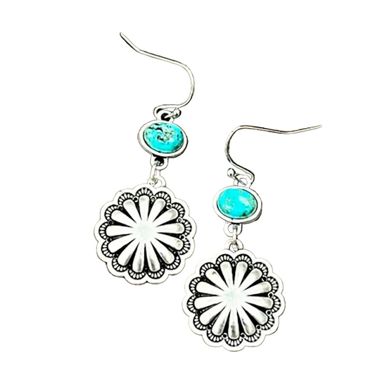 CONCHO TURQ WIRE EARRINGS