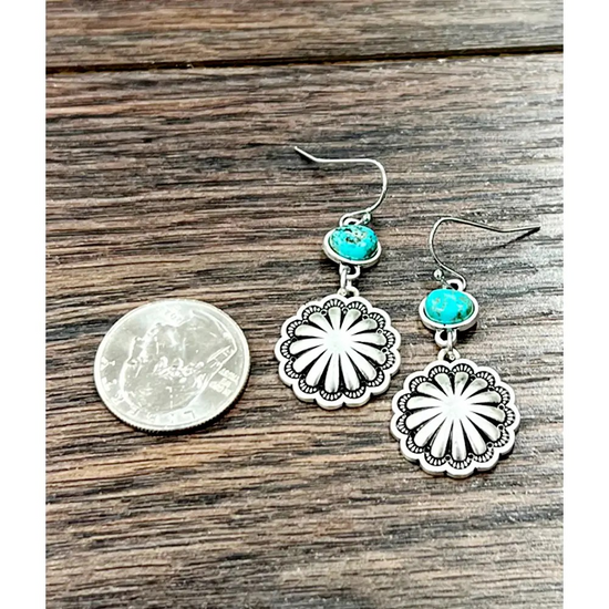 CONCHO TURQ WIRE EARRINGS
