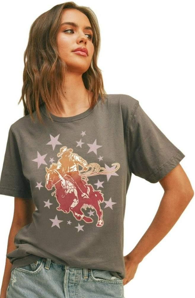 COWBOY RODEO TEE - ASPHALT