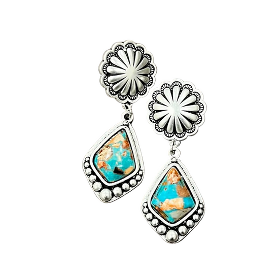 DANGLE GEMSTONE CONCHO EARRINGS