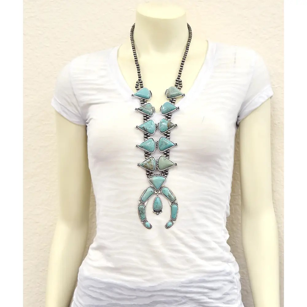 EIGHTEEN TURQ SQUASH NECKLACE - SM PEARL