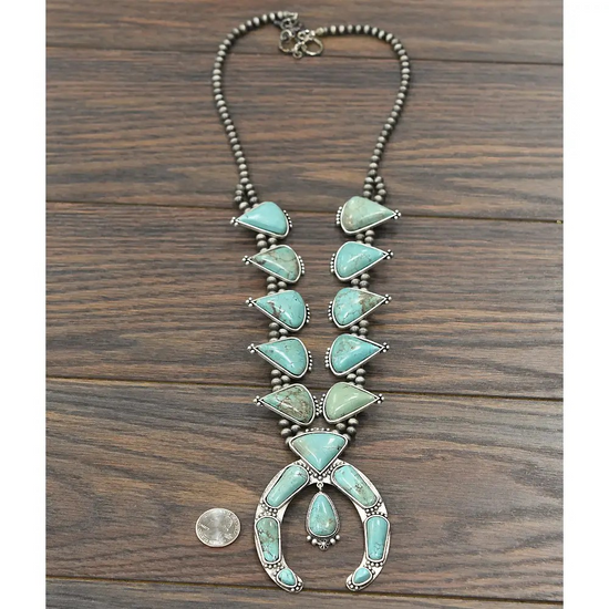 EIGHTEEN TURQ SQUASH NECKLACE - SM PEARL