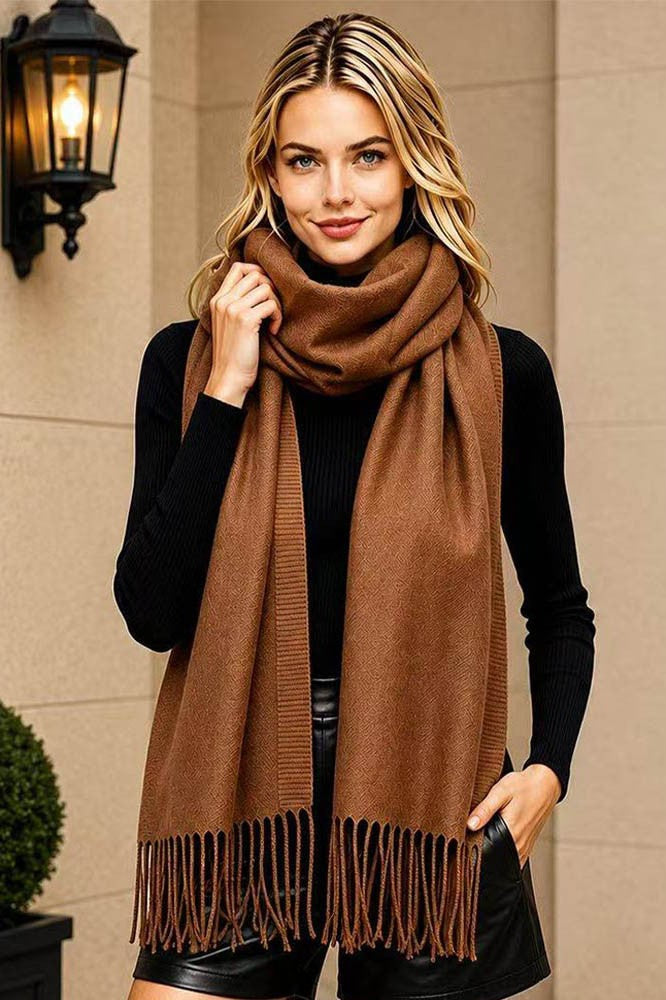 CLASSIC FRINGE SCARF - BRICK