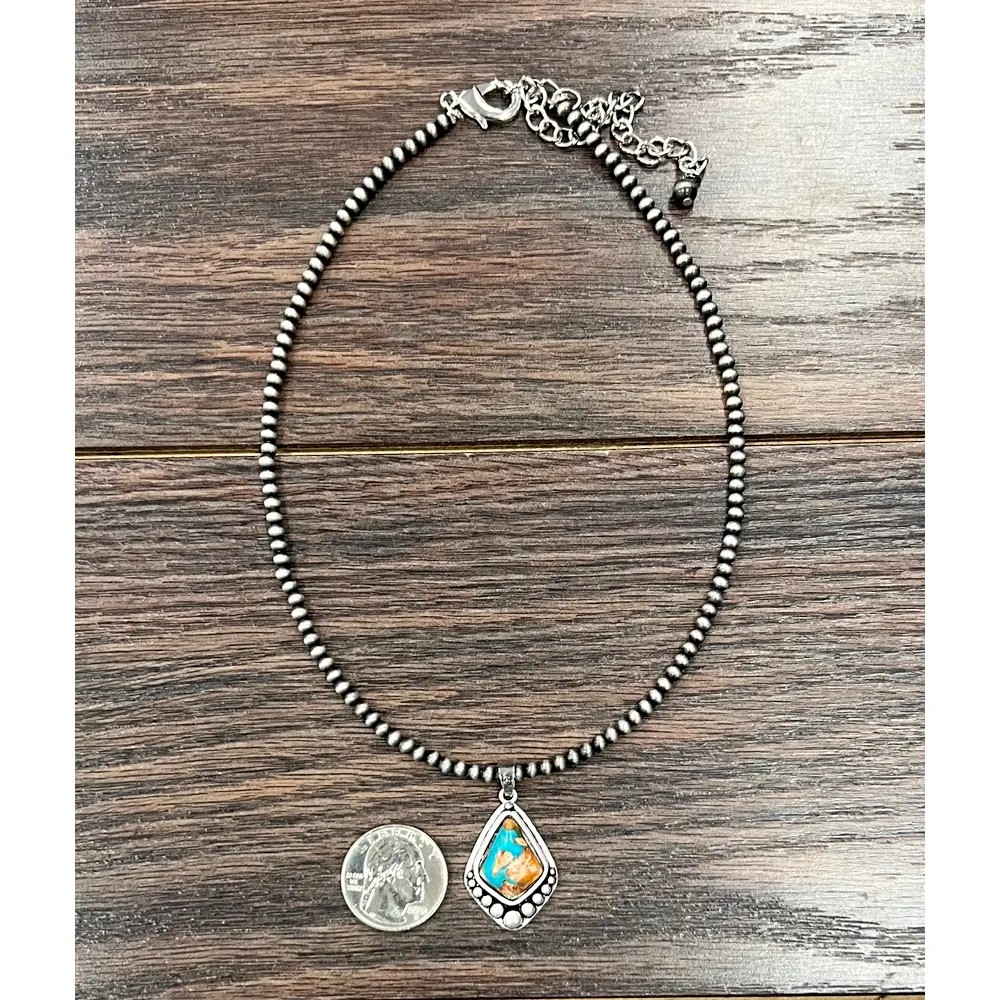 GEMSTONE PENDANT NAVAJO NECKLACE