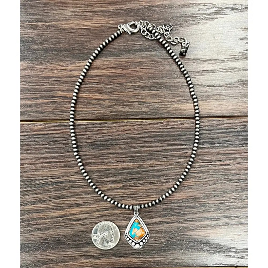 GEMSTONE PENDANT NAVAJO NECKLACE