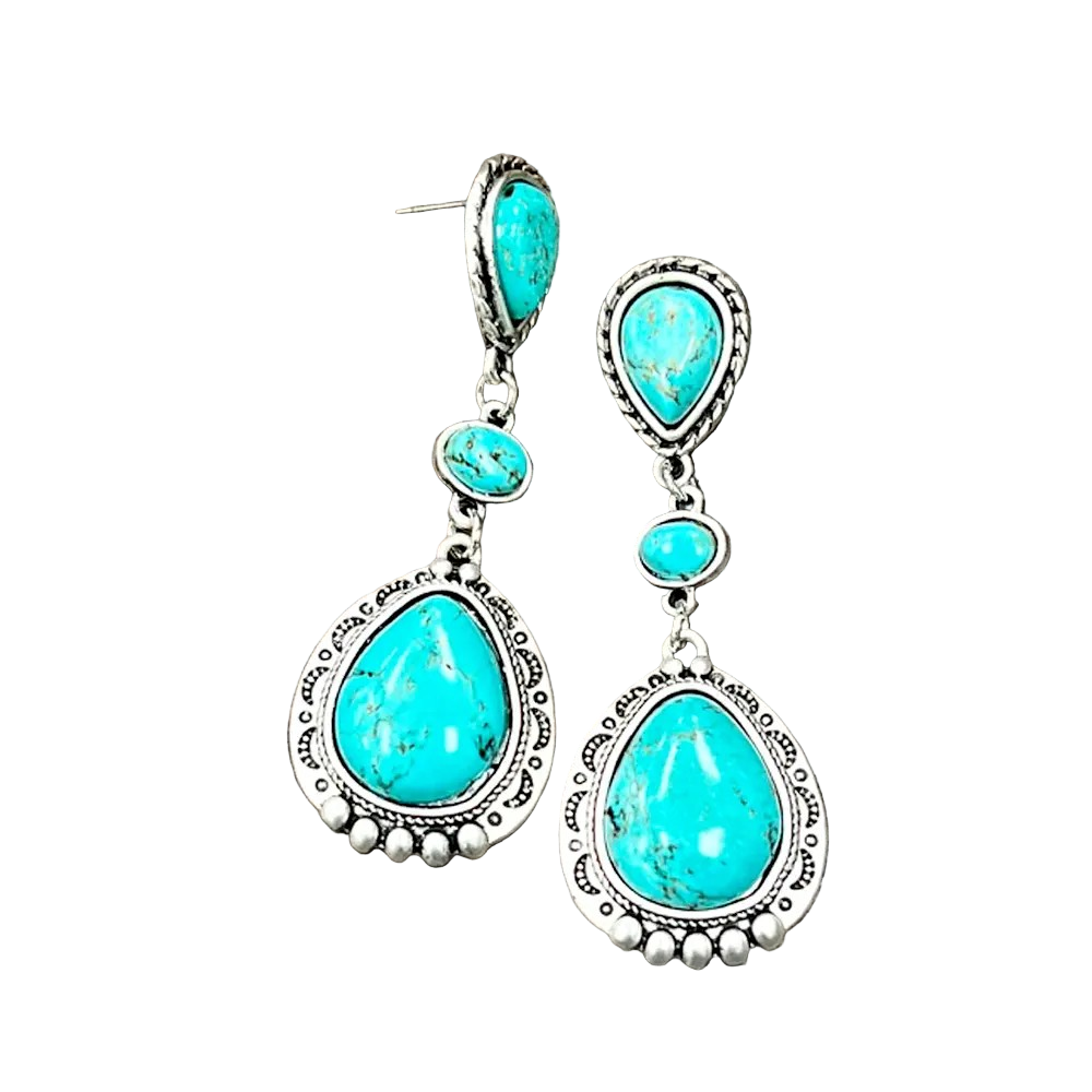 HANGING TURQ POST EARRINGS