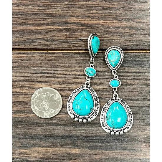 HANGING TURQ POST EARRINGS