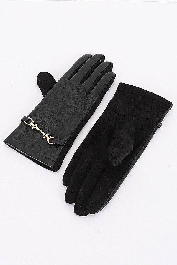 HORSEBIT LEATHER GLOVES - BLACK